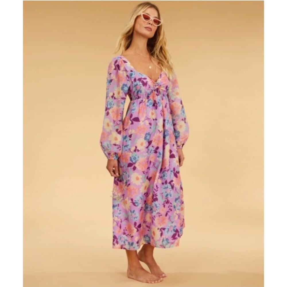 Billabong x The Salty Blonde Paradise Love Floral Peasant Midi Dress Medium